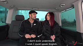 Shy redhead fucked hard by stranger in van