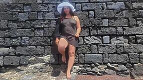 my seductive stepmom showing off on the public beach 😍