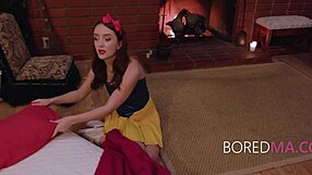 Fairy tale threesome with evil queen and snow white in free use action