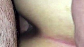 in the bedroom, she bends over for intense anal doggystyle, her big pussy lips gripping tightly during assfucking.