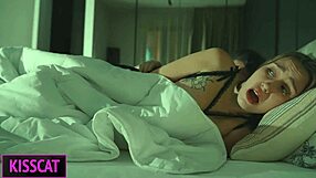 Step son returns home and meets new step mom at midnight in shared bed.