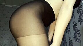 Transparent Pantyhose Show Wet Pussy Without Panties