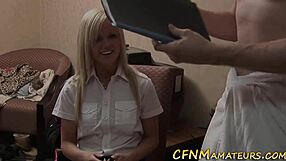 petite cfnm hottie gives handjob