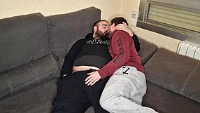 Oso and chaser suck huge cocks and do 69 on the sofa!