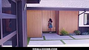 Wow! Brunette Kecil 18+ Amber Summer Dientot Keras Orgasme Tuan Rumah Kontol Monster Naik Gila!