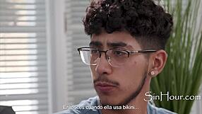 mil teaches titty fucking on sofa, ripping clothes for tight action