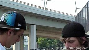 Alexis Crystal gets banged in a public orgy threesome with cute friends.