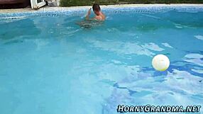 Granny in bikini gets her vag tasted and spunked on