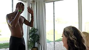 BBC Personal Trainer Gets Cock Sucked by Two Blonde BBWs in Bisexual Action