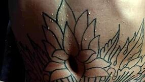 Wow, hot tranny squirting backstage with tattoos!