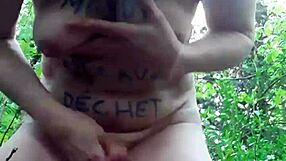 Whore Slave Masturbates Outdoors in BDSM Forest