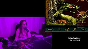 Big natural tits bounce while playing Blackmoor Manor