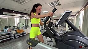 Quickie sex in the gym risky public fuck with pigtails cum riding pov outdoor