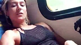 Friend masturbates me on train, I suck his monster cock in public with people watching