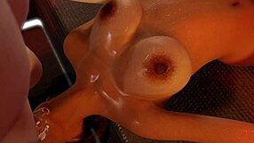 Big tits brunette gets cum shower in 3D VR porn