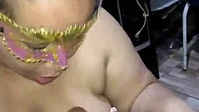 Latina bbw milks big cock with blowjob and swallows