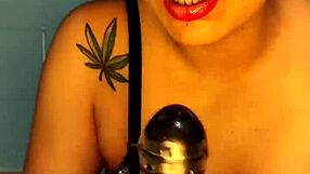 Blue changed his cock for a big dildo and swallows it all