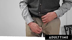 Skylar Vox, the busty teen, craves the widower's rough cock bent over.