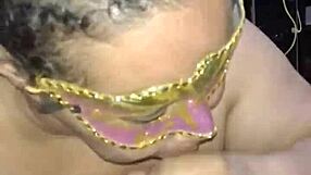 Latina bbw milks big cock with blowjob and swallows