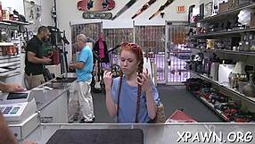 Is this minx sucking a ramrod sloppily?