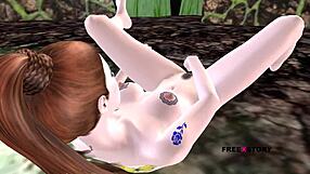 Hey, check this cute teen in 3d cartoon animation rubbing her pussy on the floor