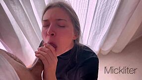 Invited Beautiful Gym Beauty Home For Monster Cock Blowjob In Mouth With English Subtitles