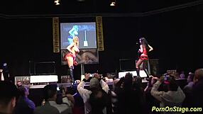 Threesome Sex Show On Public Stage