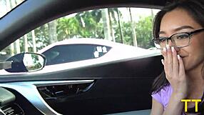 Tight pussy petite 18+ asian slut loses street race and gets fat cock in doggystyle pov.