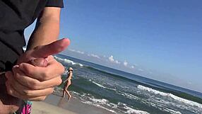 two girls help me masturbate on beach