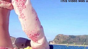 pretty petite asian babe has fun with jet ski and beach