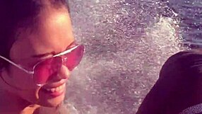 pretty petite asian babe has fun with jet ski and beach