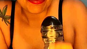 Blue changed his cock for a big dildo and swallows it all