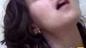 sexy teen grace using a pink dildo in the bathroom