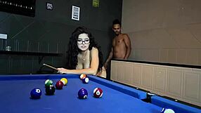 A novinha didn't know how to play pool so me and my friend gave her a shot - victor ferraz - edu black rj - andry silva - full on red