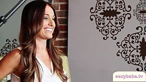 sexy babe undressing to lingerie with big tits