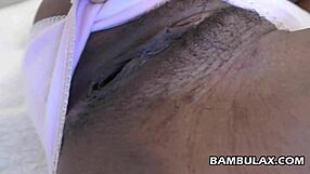 African Amateur Ebony Gets Panty Fuck and Creampie in Interracial Scene