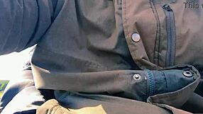 hotwife jerks off on road till cum almost caught