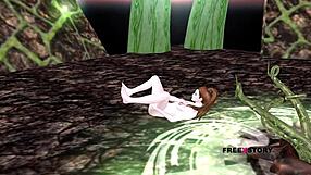 Hey, check this cute teen in 3d cartoon animation rubbing her pussy on the floor