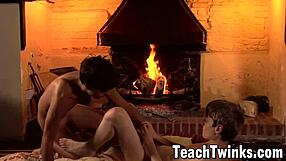 Charming twinks exchange blowjobs after passionate kissing