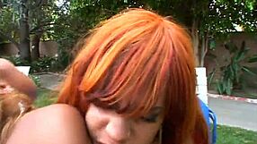 Ebony Trio Engages in Passionate Blowjob and Cum on Ass Outdoors