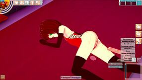 The best anime girl poses in her swimsuit for the competition