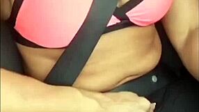 Blonde slut cumming in the car