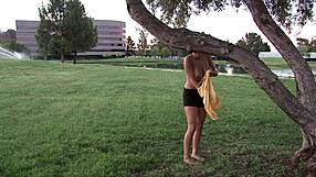 Alexa Loren Enjoys Outdoor Sprinkler Exposure Showing Ass And Pussy In Hd