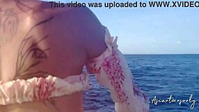 pretty petite asian babe has fun with jet ski and beach