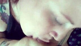 The redhead slut receives cum all over her tits from friend's big cock