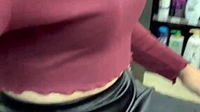 Asian ladyboy flaunts new thong in convenience store 😏