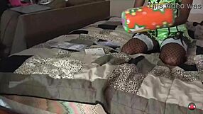 Ebony Brunette Blows Inflatable Fetish In Lingerie!