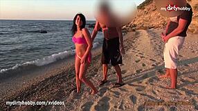 Hot milf enjoys dirty fucking on public beach