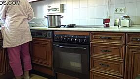 Mature Stepmother Fucked Hairy Pussy In Kitchen