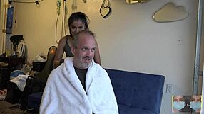 dying his hair brown in a couple's gay fetish session while clothed